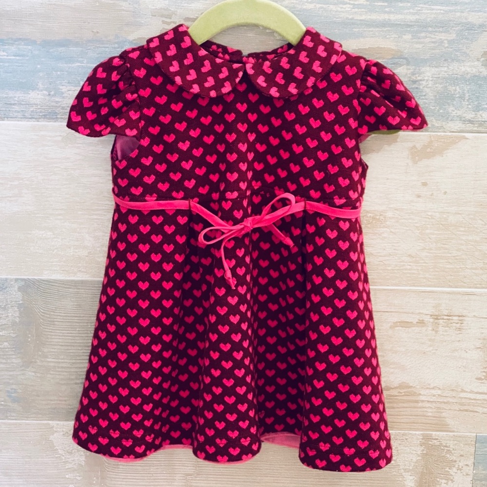 Campanita violet and pink Toddler Dress size 12 m hearts toddler short sleeve